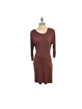 Prana Simone Plum Low-Cut Back Jersey-Knit A-Line Dress Small NWT